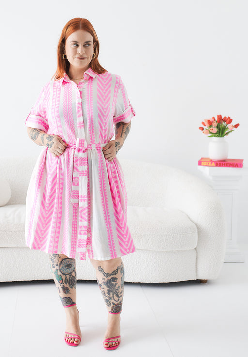 Shawty Button Down Dress in Cotton Jacquard