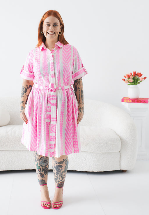 Shawty Button Down Dress in Cotton Jacquard
