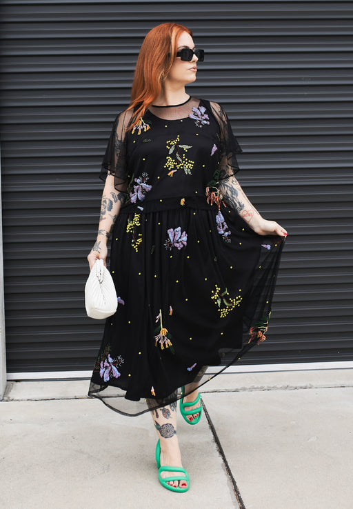 Breezy Pleats Skirt in Botánica Night