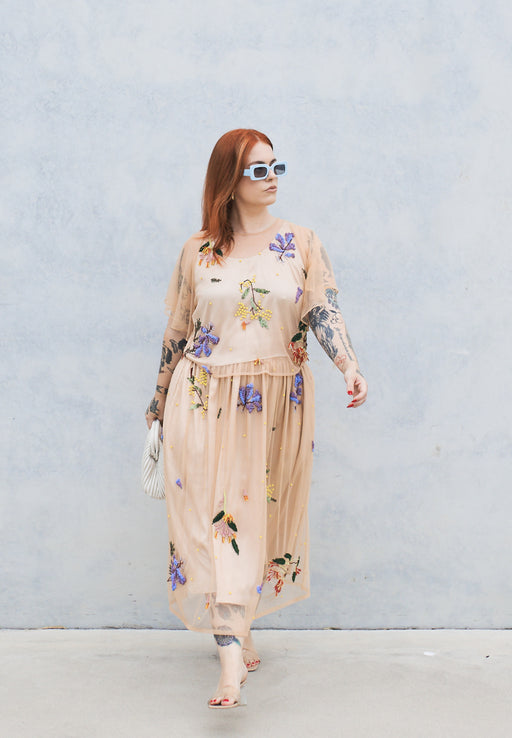 Breezy Pleats Skirt in Botánica Nude