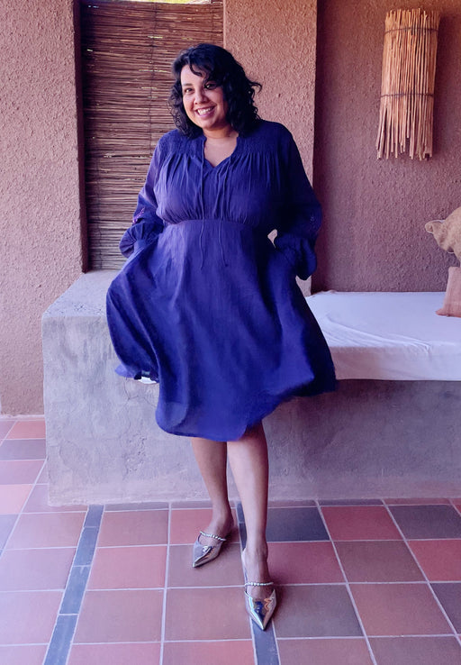 SOLD OUT - PRE ORDER - Priya Dress with Embroidered Irises