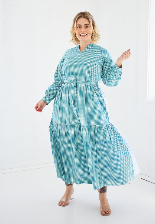 Bella Dress in Deep Teal & Powder Blue